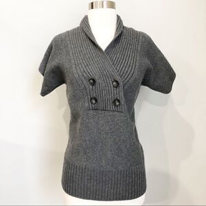 Banana Republic Charcoal Pullover Sweater 100% Wool Women's Size S Ribbed V Neck